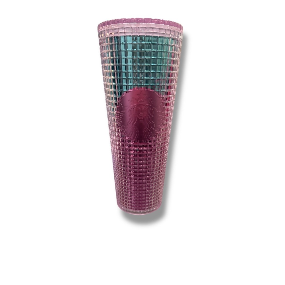 Starbucks Iridescent‎ Summer Cold Cup Tumbler 24 oz Pink Teal Grid Limited